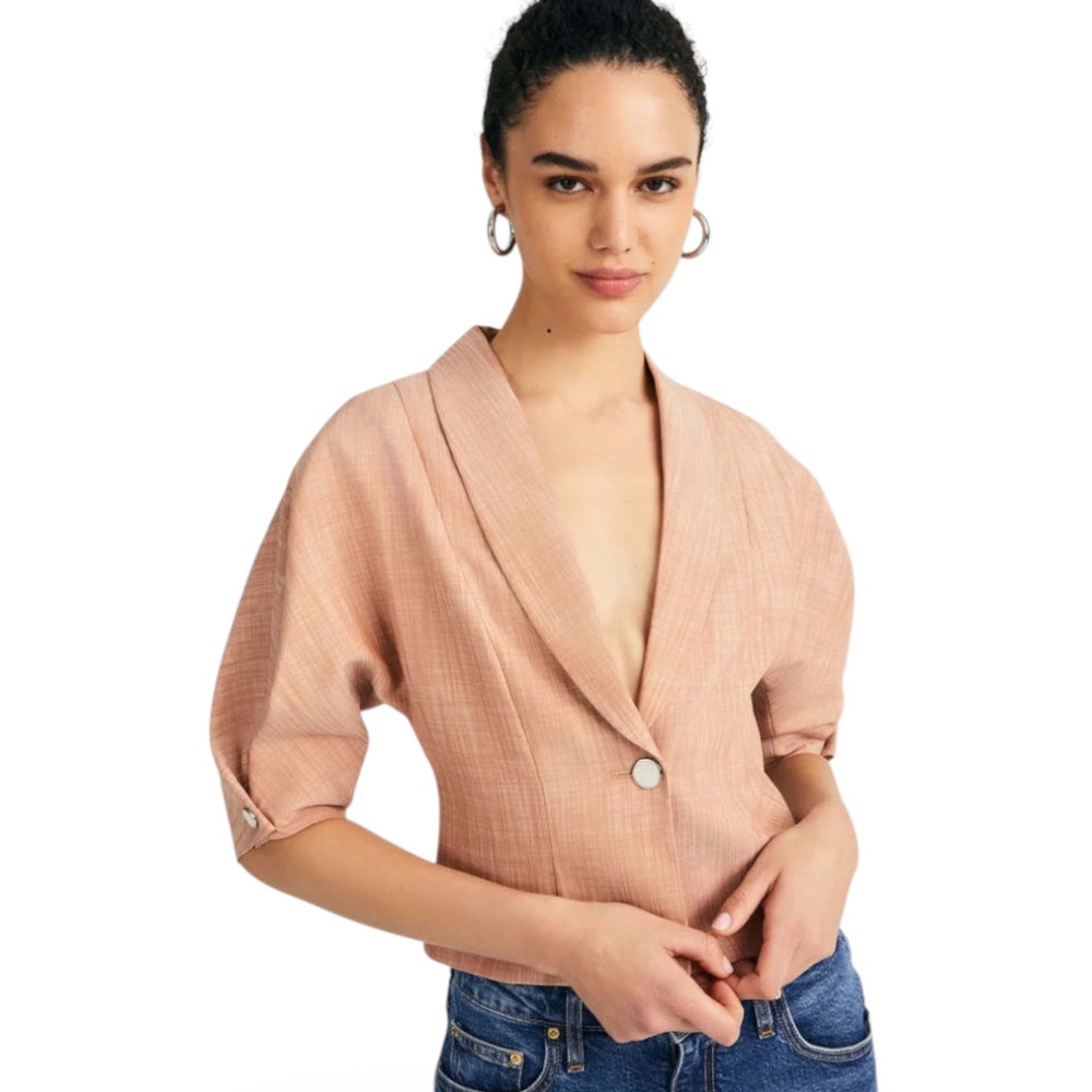 Derek Lam IO Crosby “Gabriel” Short Sleeve Blazer Jacket Women’s Small Peach